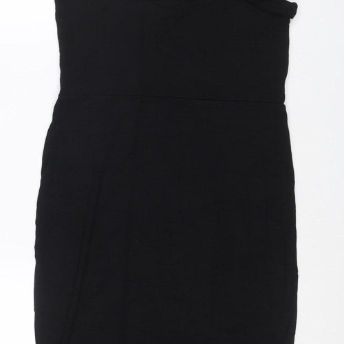 ASOS Women Black Size 14 Bodycon Halter Midi Dress