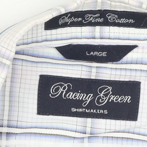 Racing Green Men's Multicoloured Check Cotton Short Sleeve Shirt L