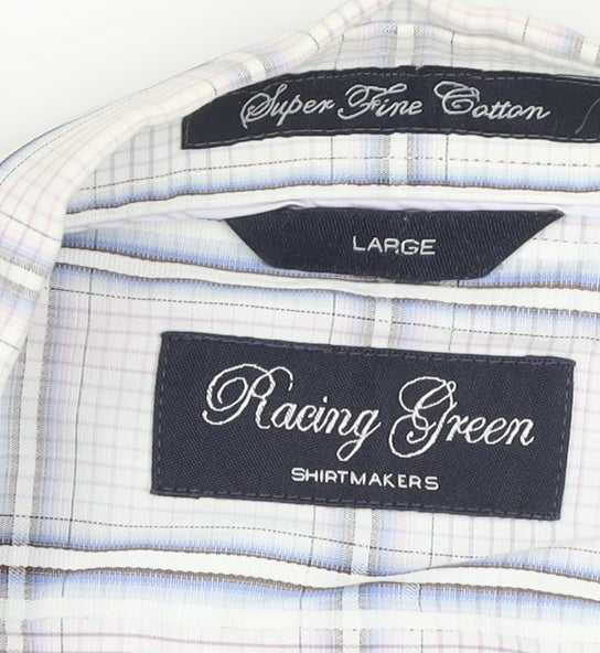 Racing Green Men's Multicoloured Check Cotton Short Sleeve Shirt L