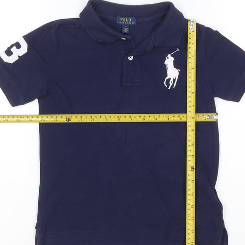 Ralph Lauren Boys Blue Polo Shirt Size 7 Years Short Sleeve Cotton
