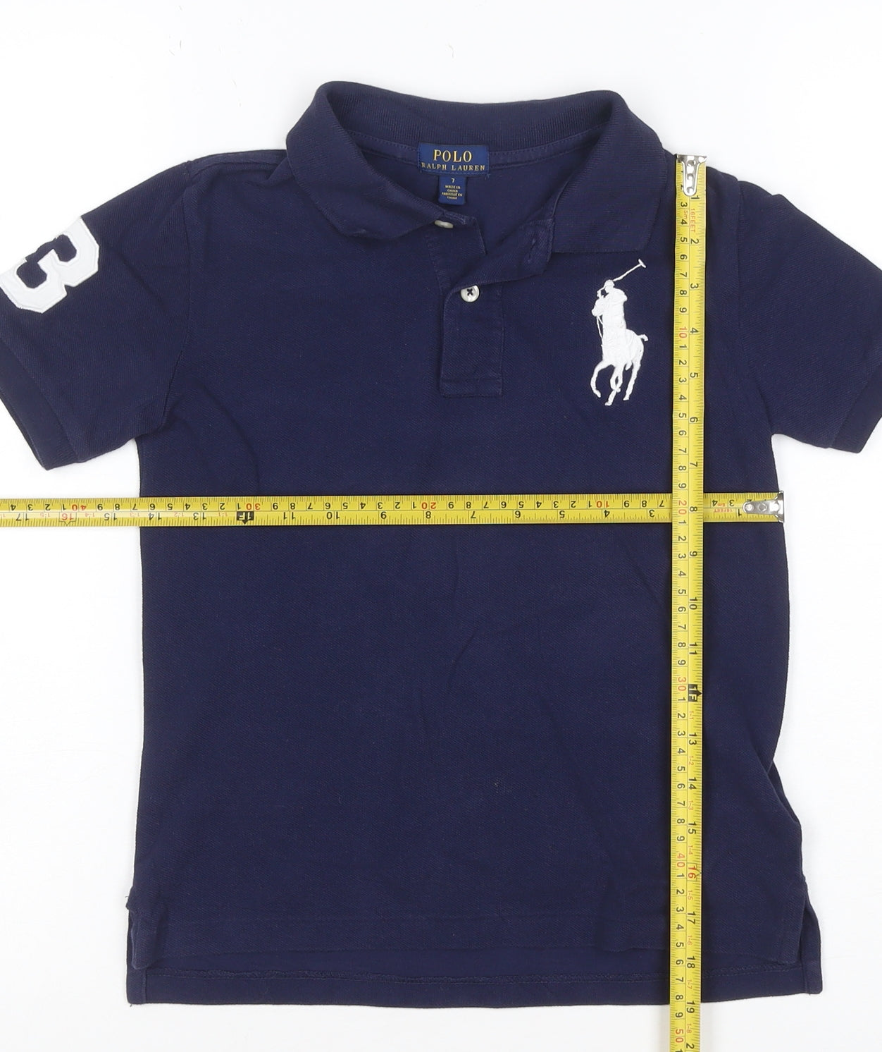 Ralph Lauren Boys Blue Polo Shirt Size 7 Years Short Sleeve Cotton
