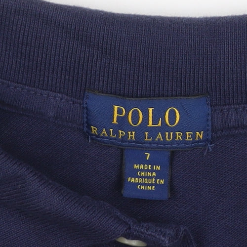 Ralph Lauren Boys Blue Polo Shirt Size 7 Years Short Sleeve Cotton