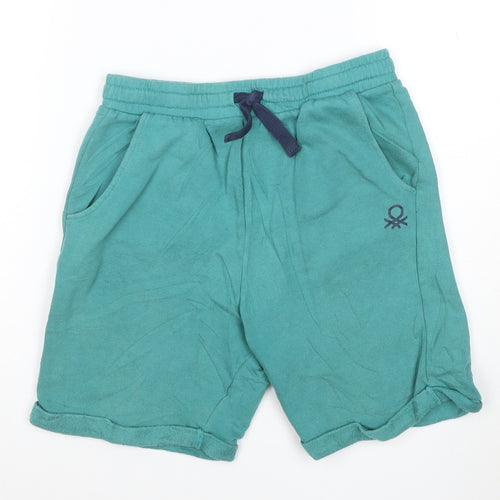 United Colors of Benetton Boys Green XL Sweat Shorts with Drawstring