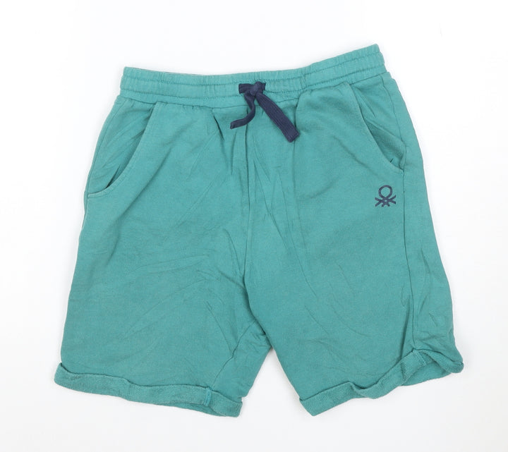 United Colors of Benetton Boys Green XL Sweat Shorts with Drawstring