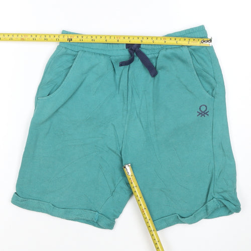 United Colors of Benetton Boys Green XL Sweat Shorts with Drawstring
