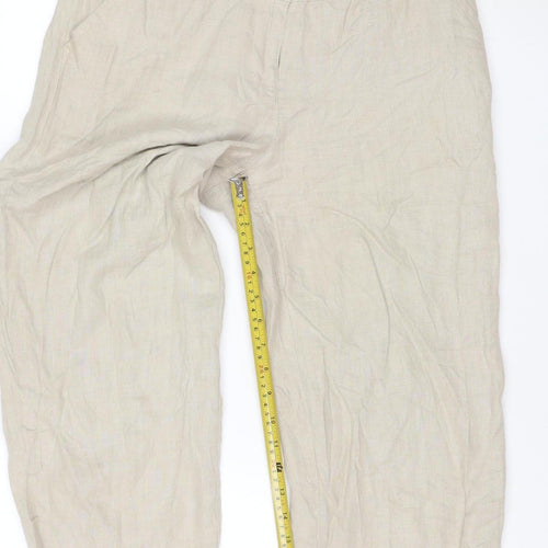 Phase Eight Women Beige Linen Cropped Trousers Size 10 with Pockets