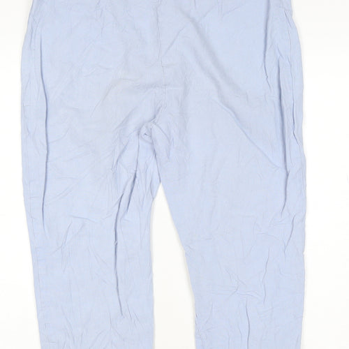 Marks and Spencer Women's Blue Linen Blend Cropped Trousers Size 12