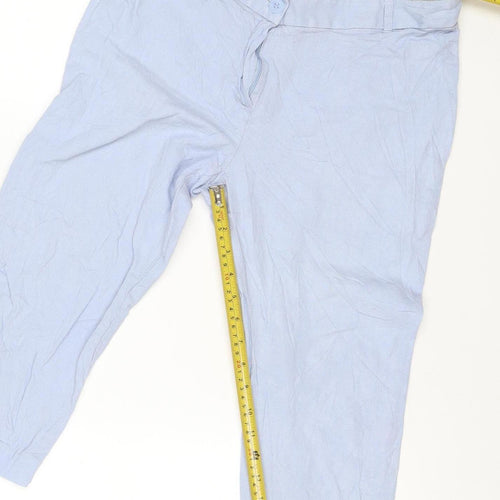 Marks and Spencer Women's Blue Linen Blend Cropped Trousers Size 12
