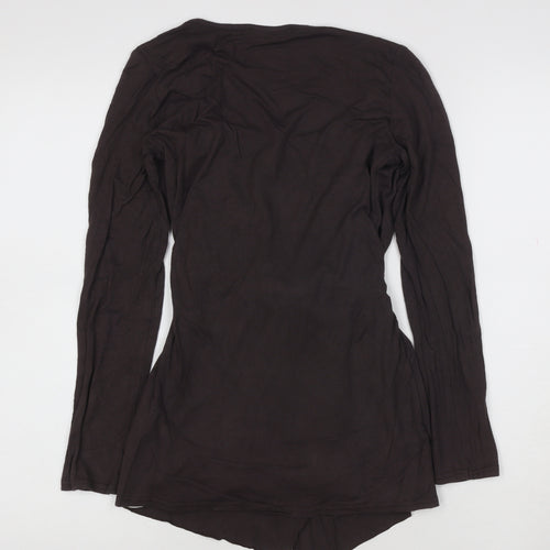 Jane Norman Womens Brown Wrap Long Sleeve Belted Top Size 10