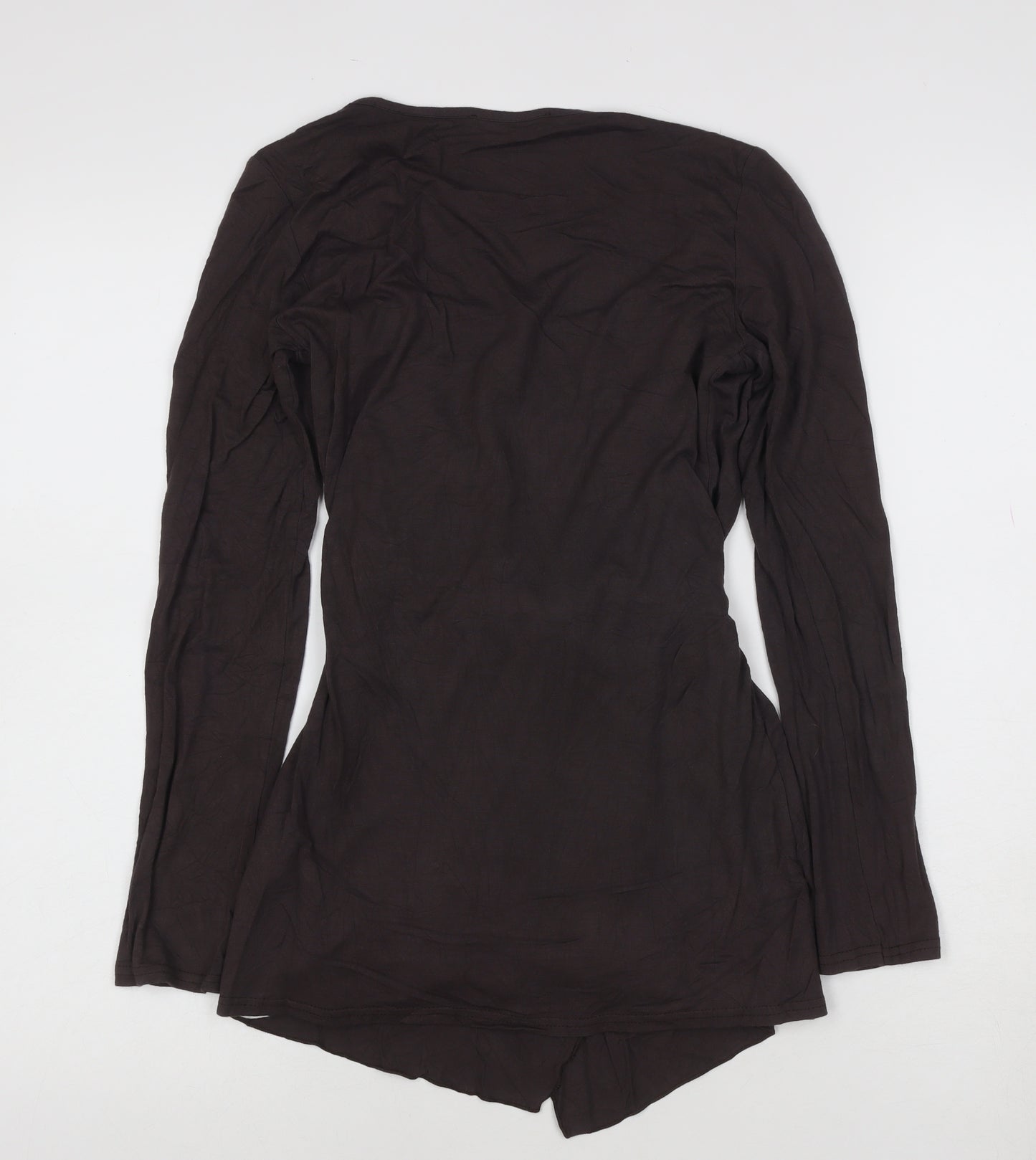 Jane Norman Womens Brown Wrap Long Sleeve Belted Top Size 10