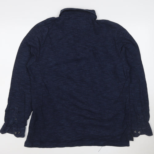 Charles Tyrwhitt Men's Blue Henley Long Sleeve Cotton Sweatshirt L