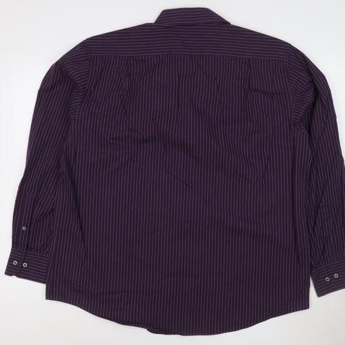 Marks and Spencer Men's Purple Striped 17in Regular Fit Cotton Shirt