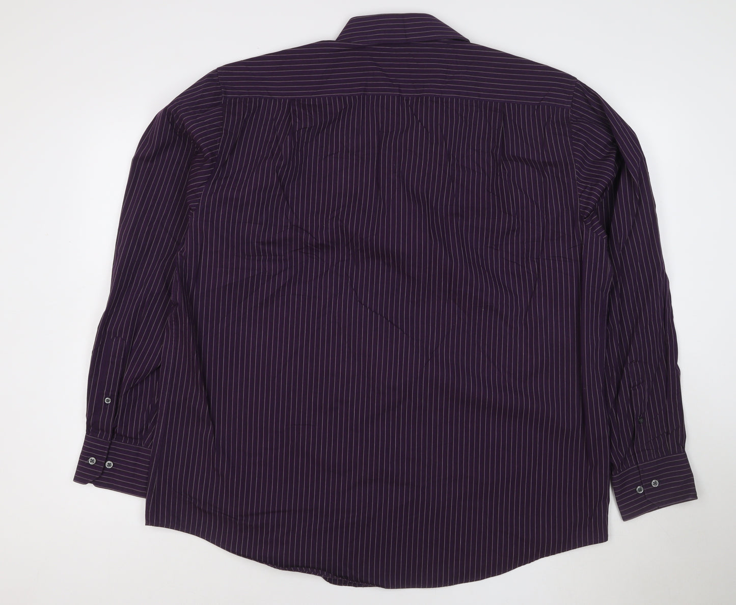 Marks and Spencer Men's Purple Striped 17in Regular Fit Cotton Shirt
