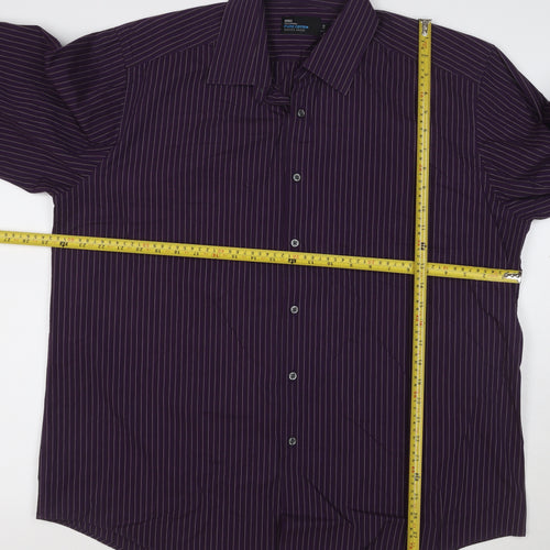Marks and Spencer Men's Purple Striped 17in Regular Fit Cotton Shirt