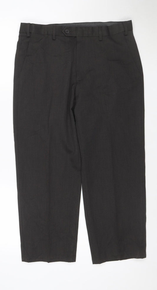 Marks and Spencer Men's Brown Regular Fit Dress Trousers 32W 29L