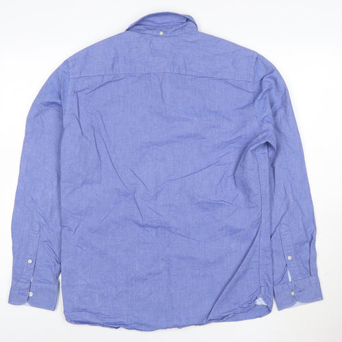 Next Men's Blue Oxford Button-Up Long Sleeve Cotton Shirt Size M