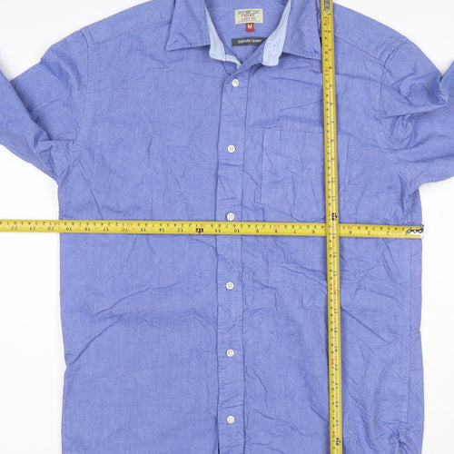 Next Men's Blue Oxford Button-Up Long Sleeve Cotton Shirt Size M