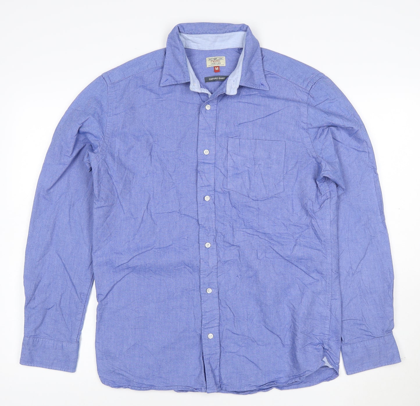 Next Men's Blue Oxford Button-Up Long Sleeve Cotton Shirt Size M