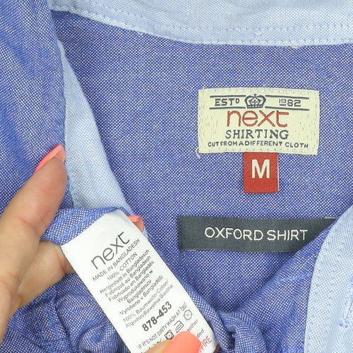 Next Men's Blue Oxford Button-Up Long Sleeve Cotton Shirt Size M