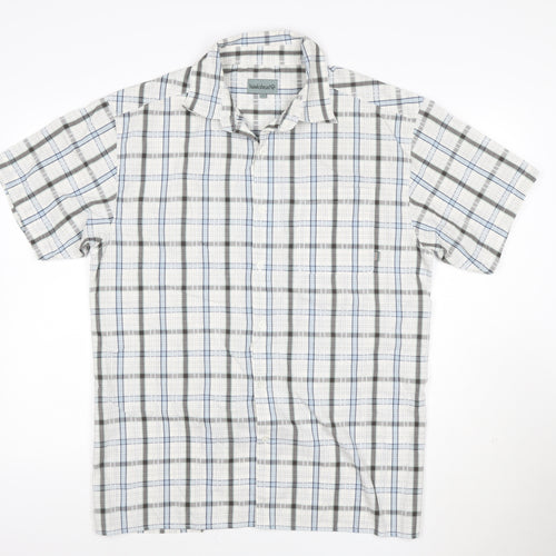 Hawkshead Men's Blue Check Short Sleeve Button-Up Shirt Size L