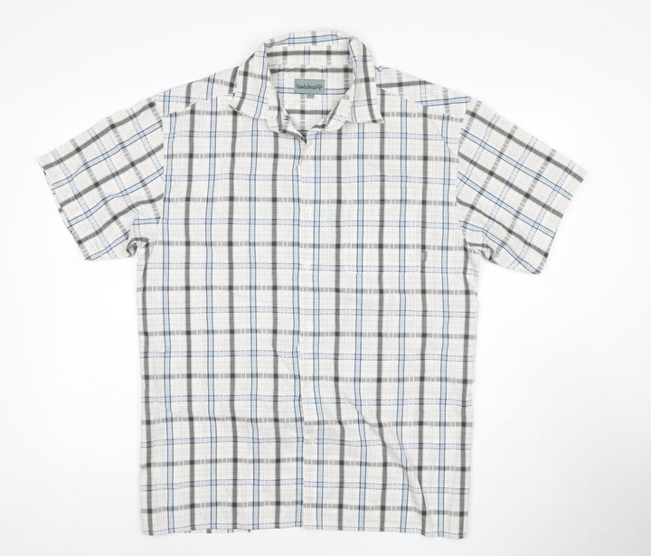 Hawkshead Men's Blue Check Short Sleeve Button-Up Shirt Size L