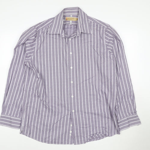 Marks and Spencer Collezione Men's Purple Checked Long Sleeve Shirt Size L