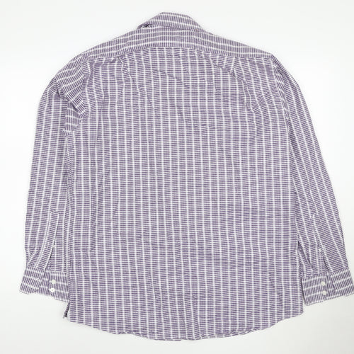 Marks and Spencer Collezione Men's Purple Checked Long Sleeve Shirt Size L