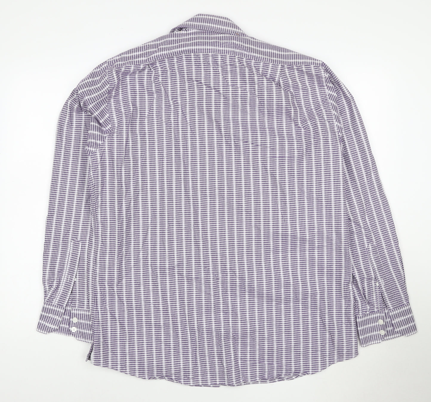Marks and Spencer Collezione Men's Purple Checked Long Sleeve Shirt Size L
