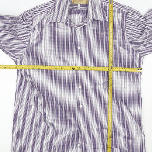Marks and Spencer Collezione Men's Purple Checked Long Sleeve Shirt Size L