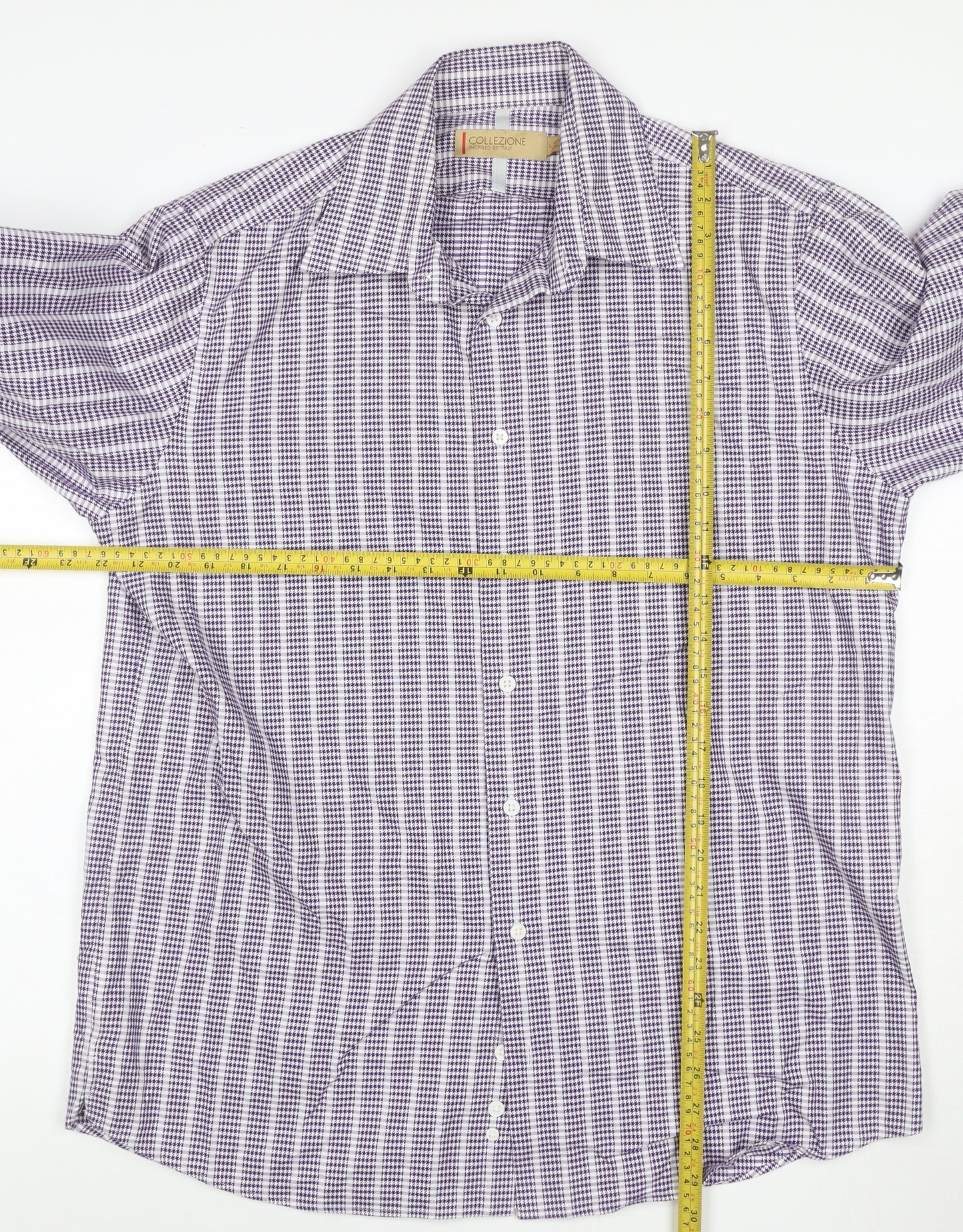 Marks and Spencer Collezione Men's Purple Checked Long Sleeve Shirt Size L