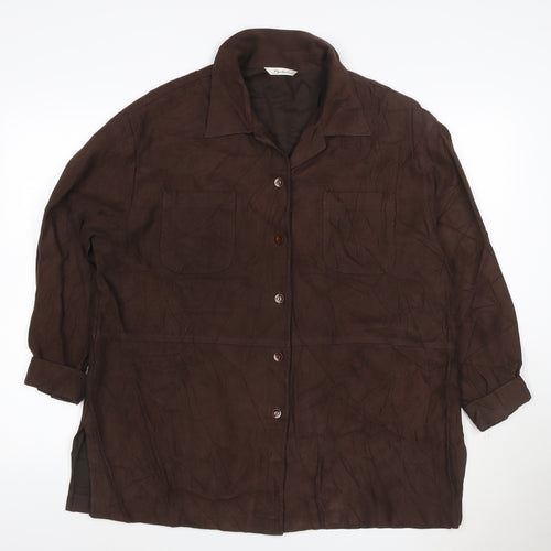 Borkerex Womens Brown Size 20 Button-Up Long Sleeve Shirt