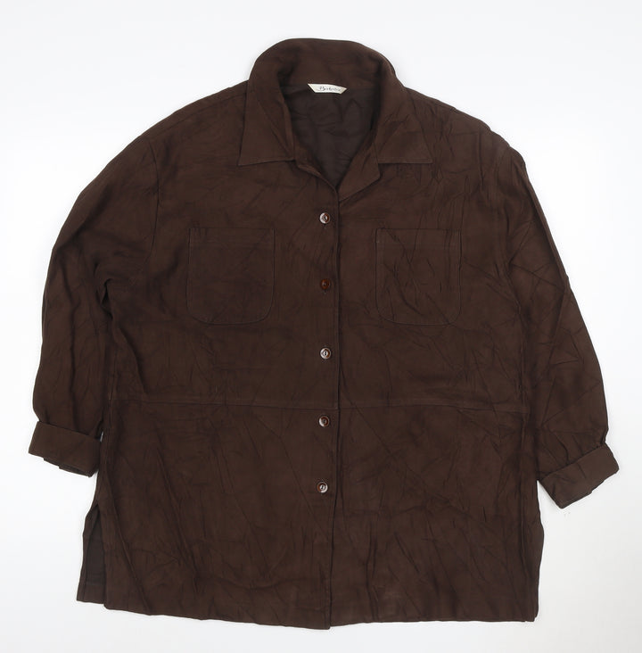 Borkerex Womens Brown Size 20 Button-Up Long Sleeve Shirt
