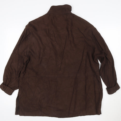 Borkerex Womens Brown Size 20 Button-Up Long Sleeve Shirt