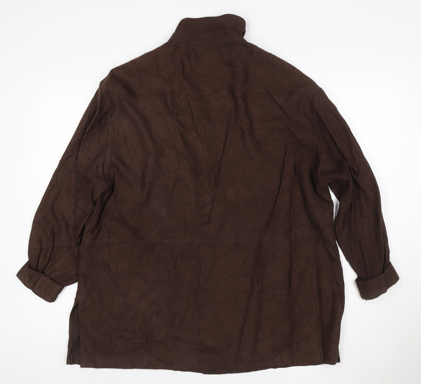 Borkerex Womens Brown Size 20 Button-Up Long Sleeve Shirt
