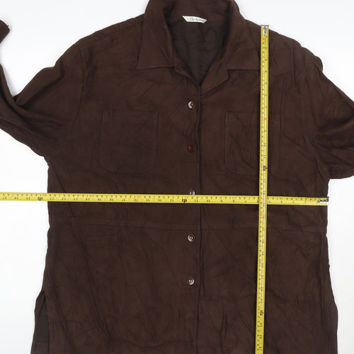 Borkerex Womens Brown Size 20 Button-Up Long Sleeve Shirt