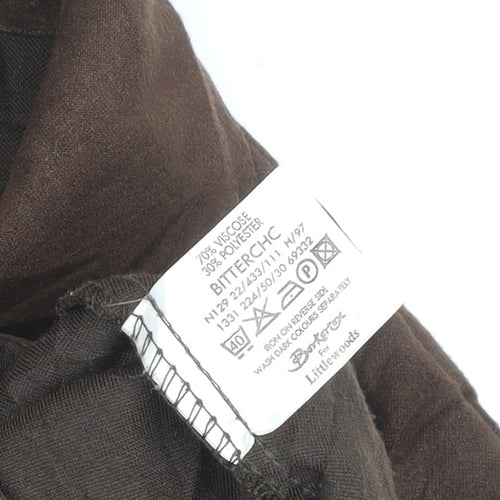 Borkerex Womens Brown Size 20 Button-Up Long Sleeve Shirt