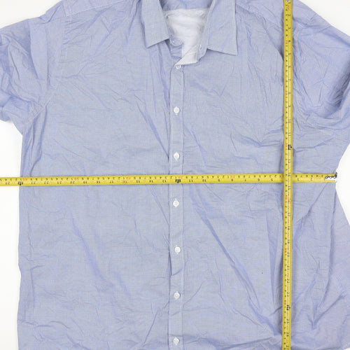 Williams & Brown Men Blue Long Sleeve Cotton Button-Up Shirt Size 19