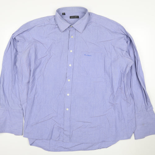Pierre Cardin Men's Blue Long Sleeve Regular Fit Cotton Shirt L