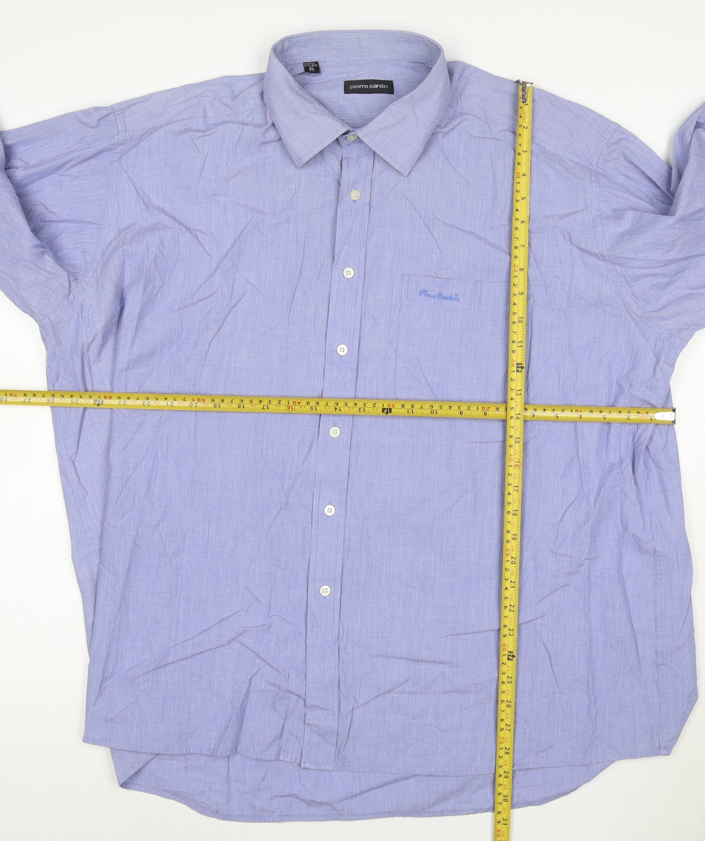 Pierre Cardin Men's Blue Long Sleeve Regular Fit Cotton Shirt L