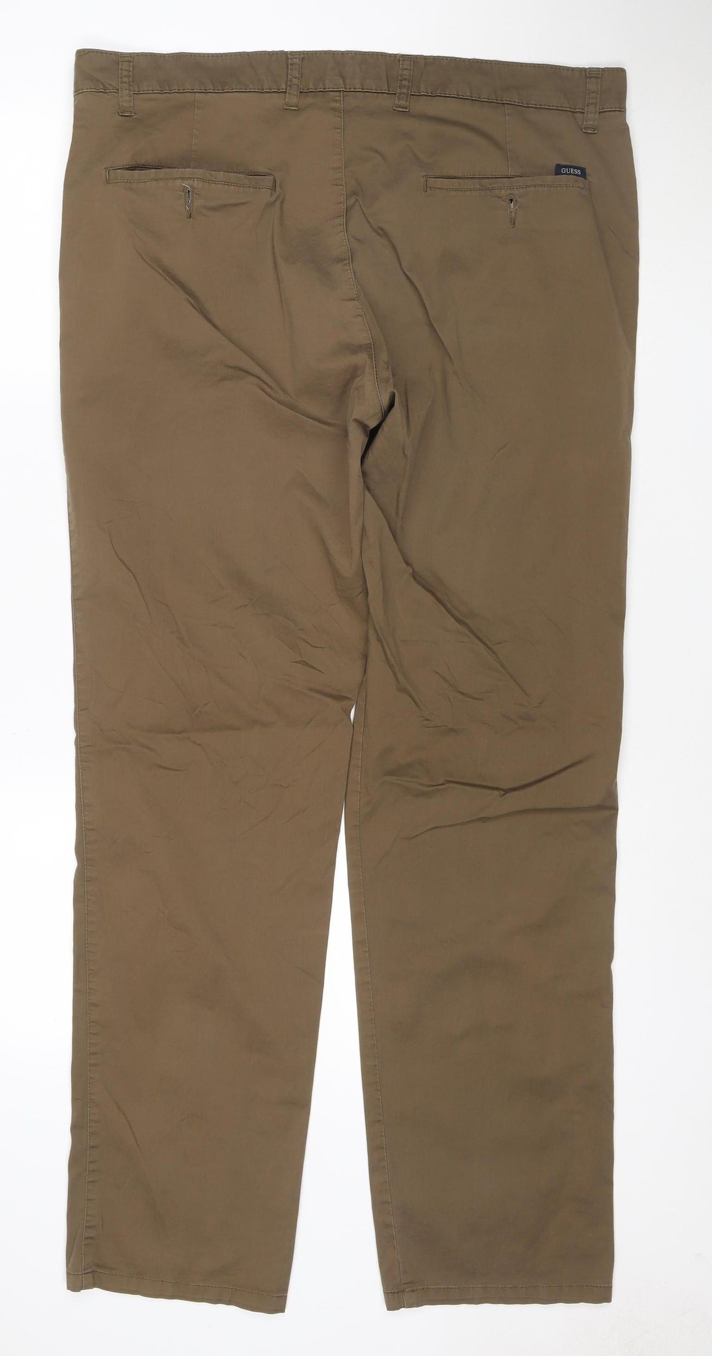 GUESS Men's Brown Chino Trousers Size L 40 Regular Fit