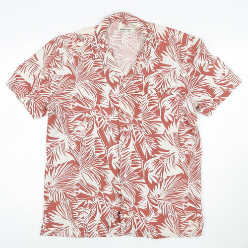 Nineteen Seventy One Mens Red Tropical Print Cotton Shirt L