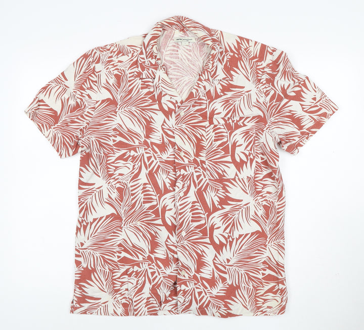 Nineteen Seventy One Mens Red Tropical Print Cotton Shirt L