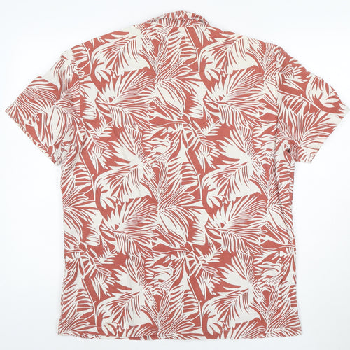 Nineteen Seventy One Mens Red Tropical Print Cotton Shirt L