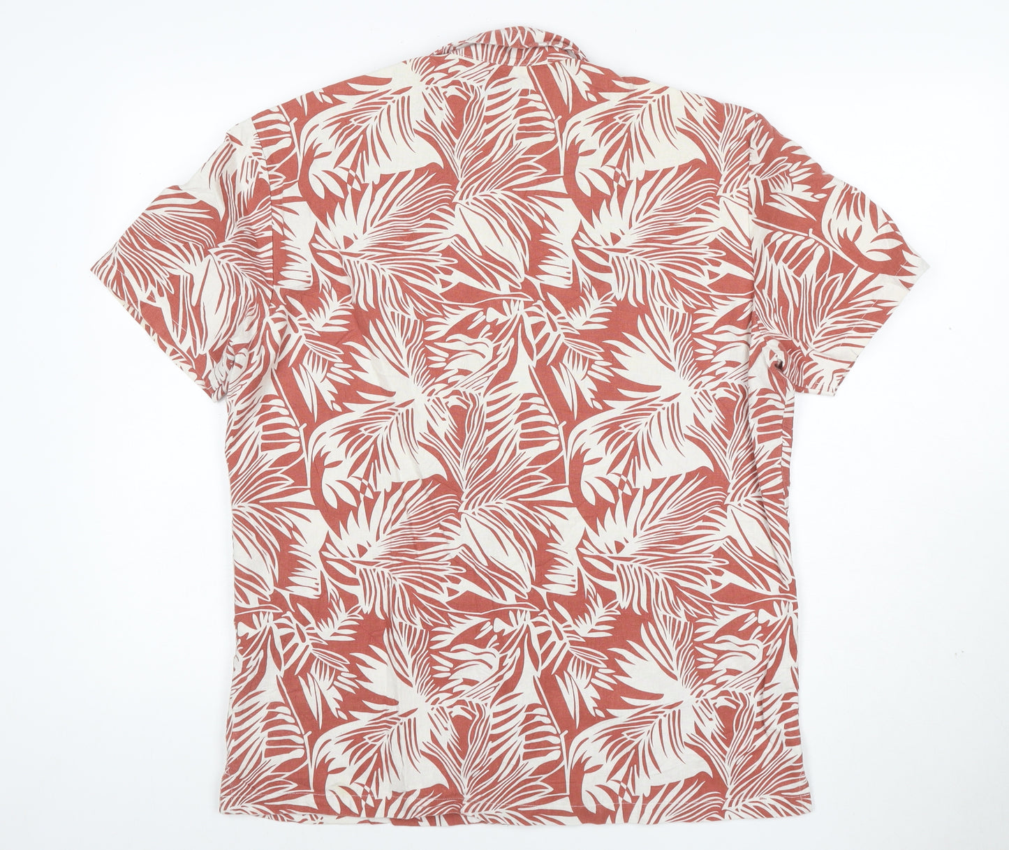 Nineteen Seventy One Mens Red Tropical Print Cotton Shirt L