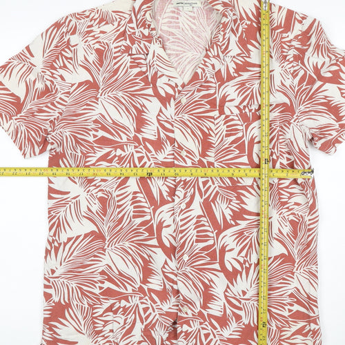Nineteen Seventy One Mens Red Tropical Print Cotton Shirt L
