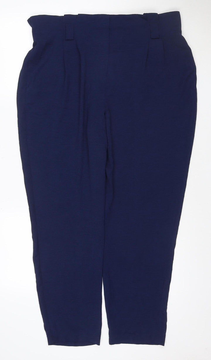 Dorothy Perkins Women's Blue Relaxed Viscose Trousers UK 16