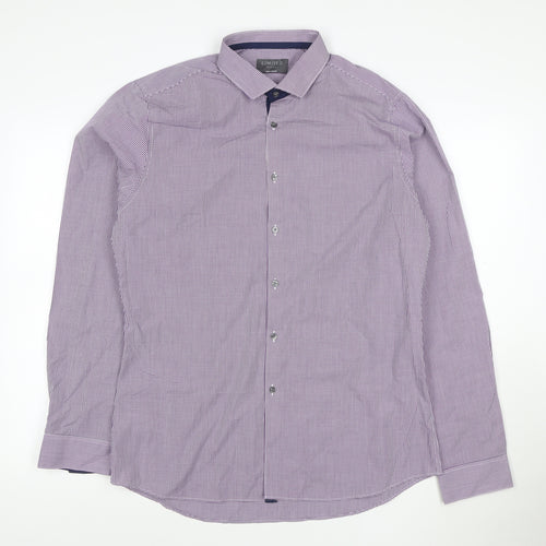Marks and Spencer Men Purple Check Extra-Slim Fit Long Sleeve Shirt 16.5in