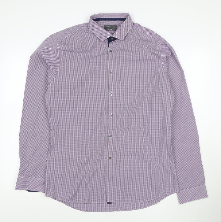 Marks and Spencer Men Purple Check Extra-Slim Fit Long Sleeve Shirt 16.5in