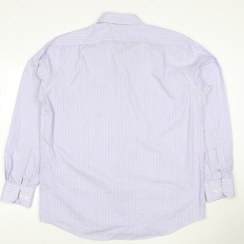 Marks and Spencer Men's Multicoloured Stripe Regular Fit Long Sleeve Shirt Size 17