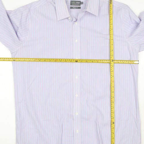 Marks and Spencer Men's Multicoloured Stripe Regular Fit Long Sleeve Shirt Size 17
